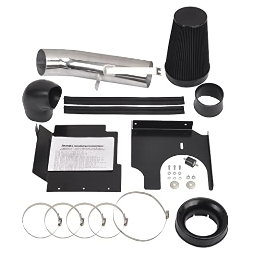 4" Cold Air Intake System + Heat Shield Compatible with GMC/Chevy - color: Black & Silver