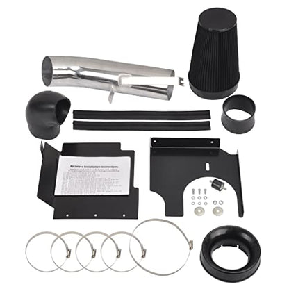 4" Cold Air Intake System + Heat Shield Compatible with GMC/Chevy - color: Black & Silver