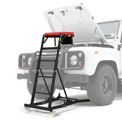Top Side Creeper for Trucks & SUVs, Rolling Topside Creepers - Automotive Engine Creeper with Locking 360° Casters, Heavy Duty 400 LBS Capacity High Creepers with 48" to 76" Adjustable Height - color: Black