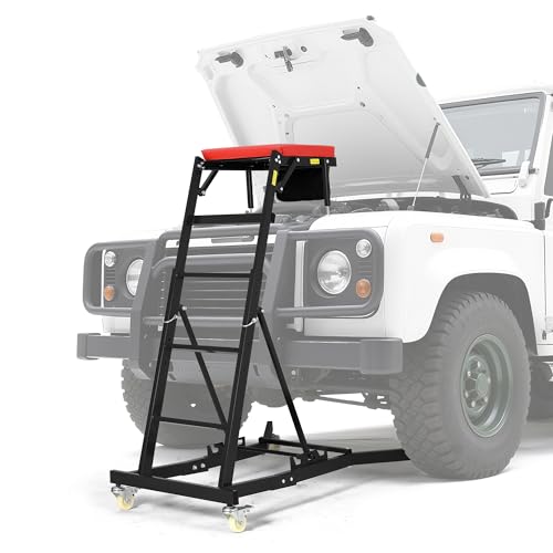 Top Side Creeper for Trucks & SUVs, Rolling Topside Creepers - Automotive Engine Creeper with Locking 360° Casters, Heavy Duty 400 LBS Capacity High Creepers with 48" to 76" Adjustable Height - color: Black