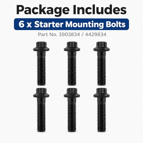 6 PCS Starter Mounting Bolts 3903834 Compatible with Dodge Ram 2500 3500 4000 Cummins 5.9L Diesel 2003-2006, 12 Point Starter Motor Mounting Bolt Kit, Replace 3903834 4429834