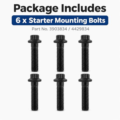 6 PCS Starter Mounting Bolts 3903834 Compatible with Dodge Ram 2500 3500 4000 Cummins 5.9L Diesel 2003-2006, 12 Point Starter Motor Mounting Bolt Kit, Replace 3903834 4429834