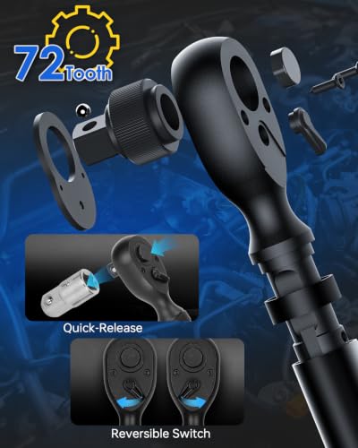 1/2", 3/8" &1/4" Digital Torque Wrench Set, 162Ft-lb, 62.5Ft-lb & 22.1Ft-lb - size: 1/2" & 3/8" & 1/4" 8 PC