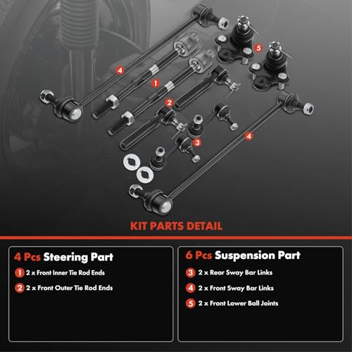 A-Premium 10Pcs Suspension Kit, Front & Rear Sway Bar Link