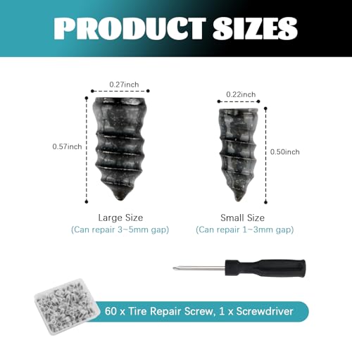 60PCS Tire Repair Rubber Nail Kit with 2 Sizes - color: 60PCS