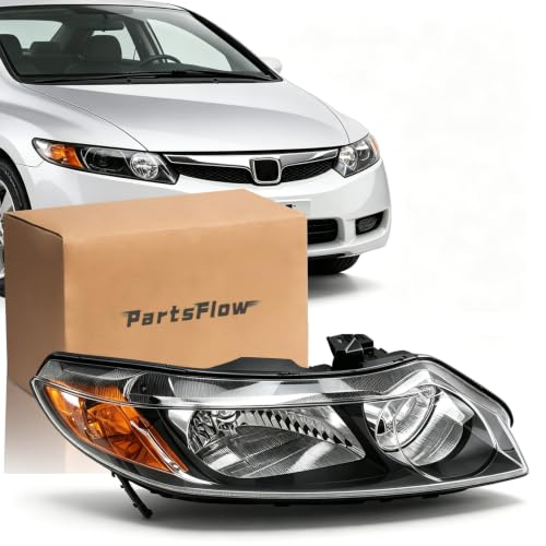 Halogen Headlight Right Passager Side For 2006-2011 Honda Civic Sedan - color: Right