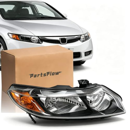 Halogen Headlight Right Passager Side For 2006-2011 Honda Civic Sedan - color: Right