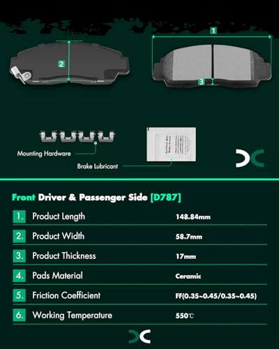 SCITOO D787 D1336 8pcs Front Rear Ceramic Brake Pad Sets - size: Front D787 + Rear D1336