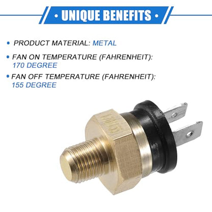 Coolant Hose Thermostat Switch Kit, 6AN 170'F on - 155'F Off Transmission Cooler Sensor Fan Oil Cooler Radiator Electric Switch Fitting Universal for Car Truck Metal Black - size: 170'F on - 155'F