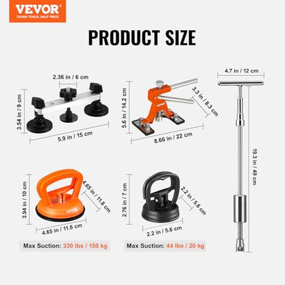 VEVOR 117 PCS Car Dent Puller Kit, Paintless Dent Repair Tool with Lifter, Slide Hammer & Suction Cup for Auto Body Dents, Hail Damage, Door Dings - size: 117pcs