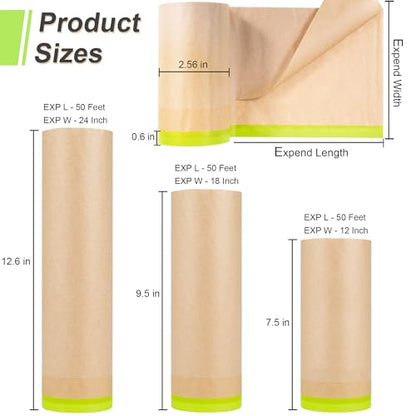 MyLifeUNIT Masking Paper, Automotive Masking Paper Roll with Tape for Painting Protection Covering (1 Rolls, 24 inch x 50 feet) - size: 24 inch x 50 feet