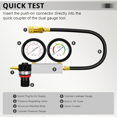 YSTOOL Cylinder Leak Down Gasoline Engine Compression Tester Automotive Kit - color: Black