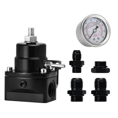 EFI Fuel Pressure Regulator Kit with Bypass Return 0-100psi Pressure Gauge AN6-6AN Fuel Line Hose Fitting Connectors Kit Adjustable Universal Aluminum