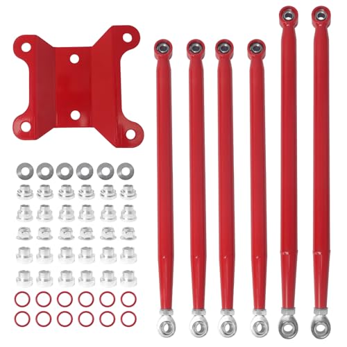 Rear Radius Rods for Can-Am Maverick X3 (64" Body) - for 2017–2021 X RC/RS/MR/MAX Models, Heavy-Duty Pre-Adjusted Steel with Heim Joints - Red