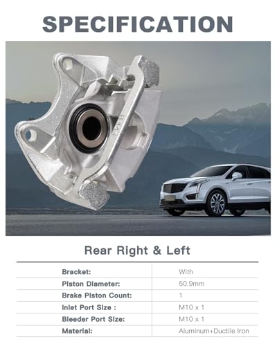 Rear Disc Brake Caliper Left & Right, Assembly with Bracket - Compatible with Cadillac, Chevy and GMC Models - Escalade, Avalanche, Silverado/Suburban/Sierra 1500, Tahoe, Replaces 18-B5030 18-B5031 - size: 18B5030-L&R