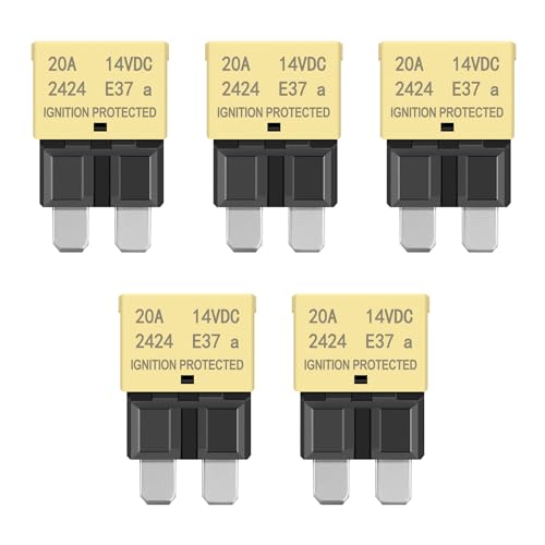 Auto Reset 20A Blade Fuse - Replace Standard 20Amp ATC/ATO Fuses, 14VDC Waterproof Circuit Breaker for Cars, Trucks, Boats, and RVs (Pack of 5) - color: E37A-20A-5pack