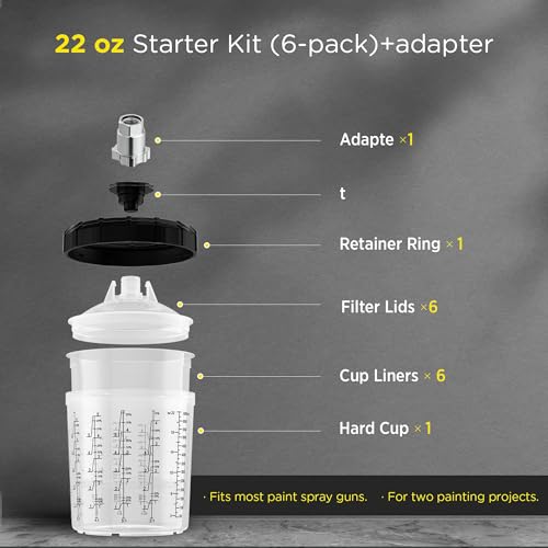 InoKraft Paint Cup Kit with Adapter, 22oz 6 Liners & Hard Cup - size: 22 oz 6-pack +adapter (Starter Kit)