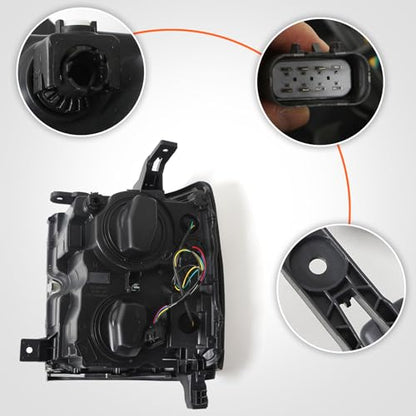 Headlight Fit for Chevy Silverado 2500HD 3500HD 2015-2019 Right - color: Black Housing, size: Right Passenger Side