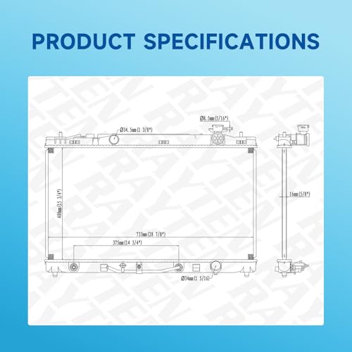 Rayten 2917 Aluminum Radiator Compatible with Toyota Camry 2007-2011 2.4L 2.5L L4,Replaces 164000H210 164000H240 164000H310 164000V070 1640028640 - size: RAD:2917