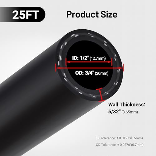 EVIL ENERGY 1/2" Heater Hose Coolant Radiator Straight 100PSI SAE 20R3 25FT Black - size: 1/2 25FT