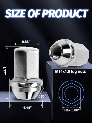 M14x1.5 Lug Nuts 20 Pcs for Ram - color: Chrome, size: M14x1.5, style: 20Pcs，1.77IN