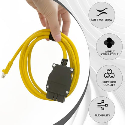 Connect Fit for OBD2 Cable Compatible with BM-WW F- Series Coding Ethernet ENET Rj45 OBD Interface Cable Coding E-SYS ISTA + ICOM Bootmod3 Bimmercode (6.6ft/2M) - size: OBD2 Rj45