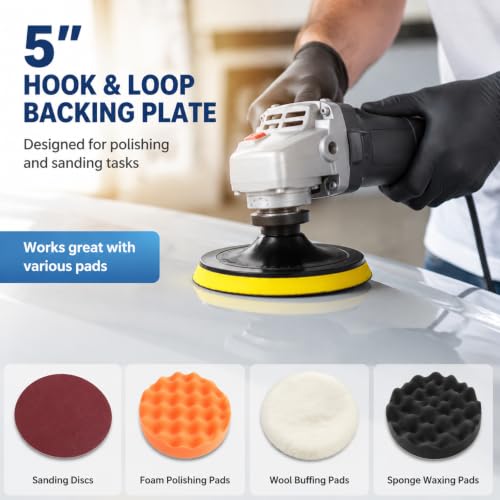 2 Pack 5 Inch Hook and Loop Backing Pad with M14 Thread,Rotary Buffing Pad Sanding Holder Angle Grinder Polishing Backer Plate for Wood,Metal,Automotive,Orbital Sander,Polisher