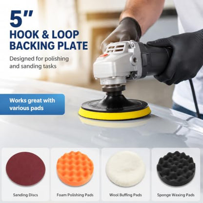 2 Pack 5 Inch Hook and Loop Backing Pad with M14 Thread,Rotary Buffing Pad Sanding Holder Angle Grinder Polishing Backer Plate for Wood,Metal,Automotive,Orbital Sander,Polisher