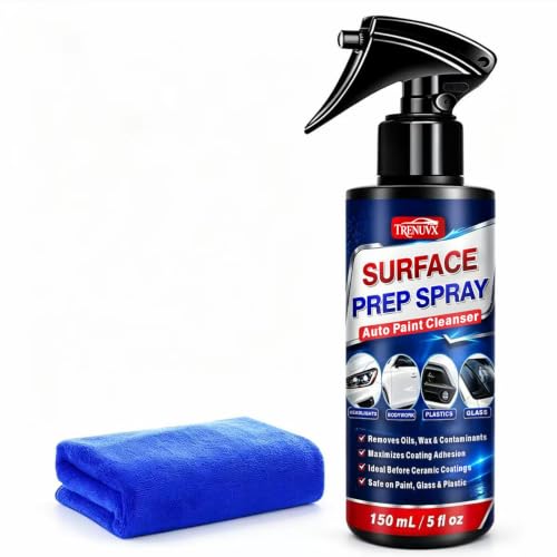 Surface Prep Spray Automotive Wax and Grease Remover, Fast Evaporating Paint Degreaser for Auto Body, Removes Oil, Wax & Silicone, Safe Non-Corrosive Formula for Ceramic Coating, 150ml