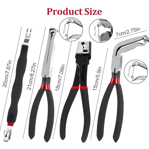 4 Pieces Electrical Disconnect Pliers, Electrical Connector Separator Plier, Automotive Hose Clamp Pliers Removal Tool, Fuel Line Disconnect Tool, Push Tab Plugs Style for Car - style: Black 4PCS
