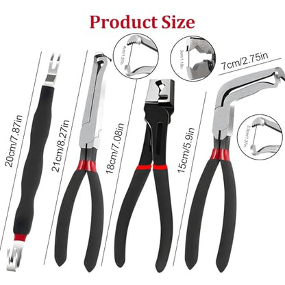 4 Pieces Electrical Disconnect Pliers, Electrical Connector Separator Plier, Automotive Hose Clamp Pliers Removal Tool, Fuel Line Disconnect Tool, Push Tab Plugs Style for Car - style: Black 4PCS