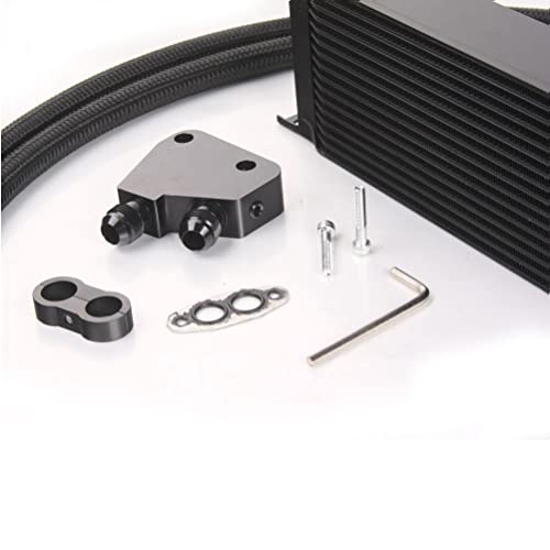 GRAND ORANGE Engine Oil Cooler 16 Row An10 Male Sandwich Plate Adapter US - size: 30 Row 10 AN | Black