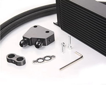 GRAND ORANGE Engine Oil Cooler 16 Row An10 Male Sandwich Plate Adapter US - size: 30 Row 10 AN | Black