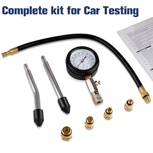 8 pcs Compression Tester Kit, Petrol Pressure Tester Range of 0-300 Psi