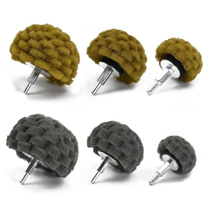 6 Pcs Scouring Pads Non Woven Abrasive Drill Cleaning Kit, Abrasive Buffing Polishing Wheel Drill Attachment Set, 3 Yellow and 3 Gray - color: Yellow/Gray