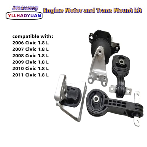 Yllhaoyuan Engine Mount Set of 4 Compatible with 2006-2011 Civic 1.8L - size: 2006-2011 Civic 1.8L