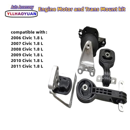 Yllhaoyuan Engine Mount Set of 4 Compatible with 2006-2011 Civic 1.8L - size: 2006-2011 Civic 1.8L