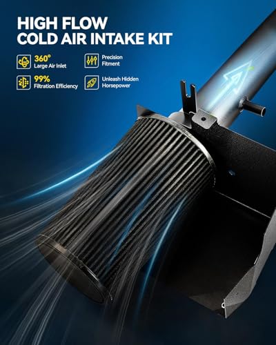 PHILTOP 3.5" Cold Air Intake Kit Fit for 2014-2018 GMC Sierra 1500 5.3/6.2L - color: Black, size: 2014-2018 Chevrolet Silverado 1500 5.3L/6.2L