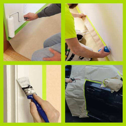 ADHES Pre-Taped Masking Paper for Painting 24in x 50ft x 3rolls - size: 24 inch x 50 feet