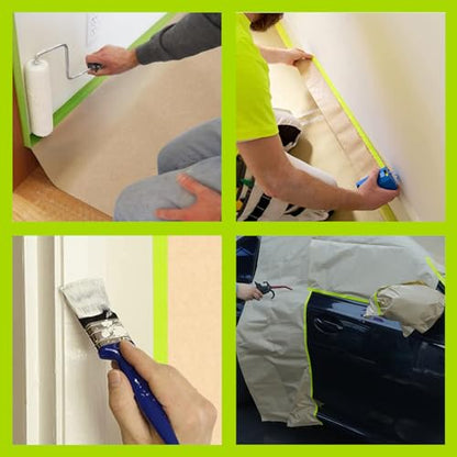 ADHES Pre-Taped Masking Paper for Painting 24in x 50ft x 3rolls - size: 24 inch x 50 feet