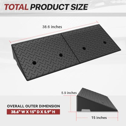 5.9" Rise Rubber Curb Ramp for Forklift, Driveway Sidewalk, Heavy Duty Car - size: 5.9" Rise