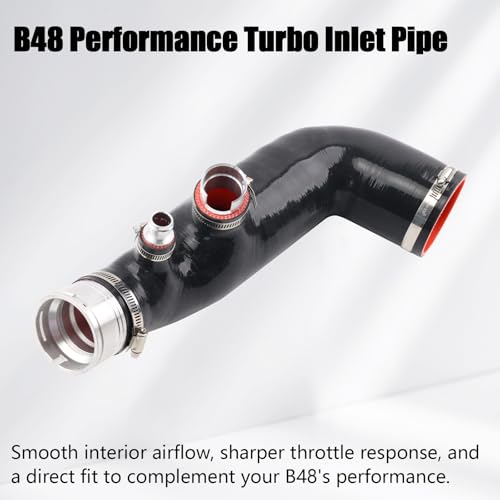 Turbo Inlet Pipe Compatible with BMW 320i 330i B48 2.0T G20 G21 Black Silicone & CNC Aluminum Performance Intake Hose