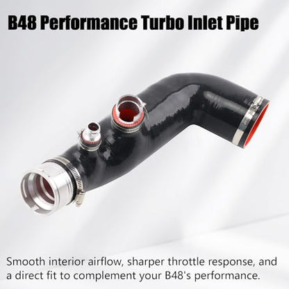 Turbo Inlet Pipe Compatible with BMW 320i 330i B48 2.0T G20 G21 Black Silicone & CNC Aluminum Performance Intake Hose