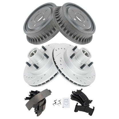 TRQ Front & Rear Brake Pad & RotorShoe & Drum Kit Performance