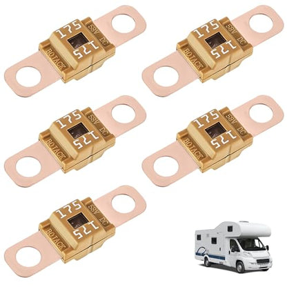 5Pcs AMI/Midi Fuse Kit - High Current Bolt-on Fuses for Battery Fuse Replacement - Heavy Duty Truck Fuses for Cars, RVs, Construction Vehicles & Marine Audio Systems (175A) - size: 175A