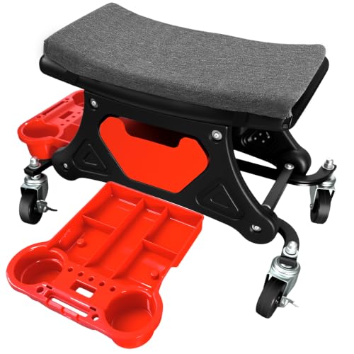 Rolling Mechanic Seat with Drawer & Trays 300lb Capacity