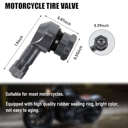 Yourkar 2 PCS Motorcycle Tire Valve Stems, 90 Degree Angle Aluminum Alloy, Black/Gray - color: Gray
