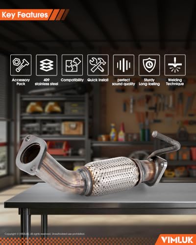 Exhaust Flex Pipe Compatble with 2011-2016 Elantra1.8 &2013 Elantra Coupe & Elantra GT 1.8L & 2014-2016 Forte 1.8L OE# 286103X400 & 28610A7400 (VK-52597) - size: Coupe/GT/Forte