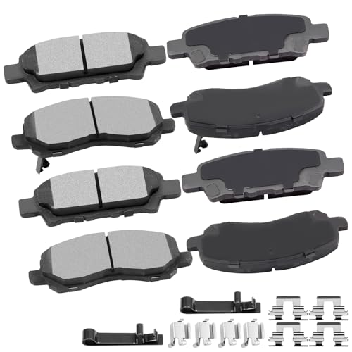 cciyu D1037 D866 Brake Pads w/Hardware Front Rear Disc Brake Pad Set - size: Front[D866] + Rear[D1037]