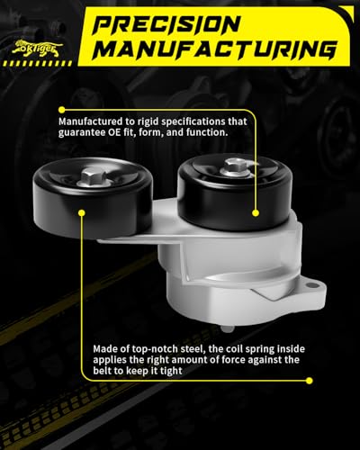 Oktiger Belt Tensioner Assembly with Pulley for Honda Accord 2003-2012, Odyssey 2005-2010, Pilot 2005-2008, Ridgeline, for Acura Mdx 2005-2013, Zdx 2010-2013, RI TI, OE#38332 - size: 38332